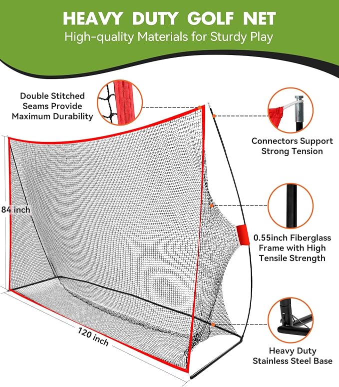 Golf Net: 10x7ft Heavy Duty Golf Practice Net - Image 2