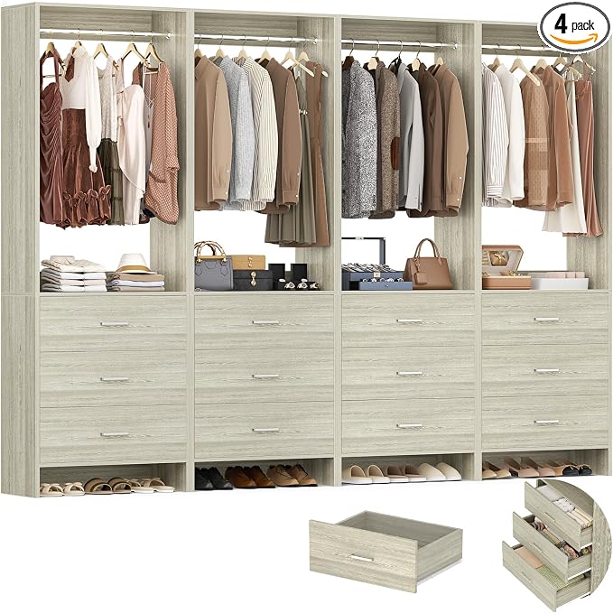Aheaplus Closet System Closet Organizer, Wood Closet Organizer System, Walk-in by Aheaplus