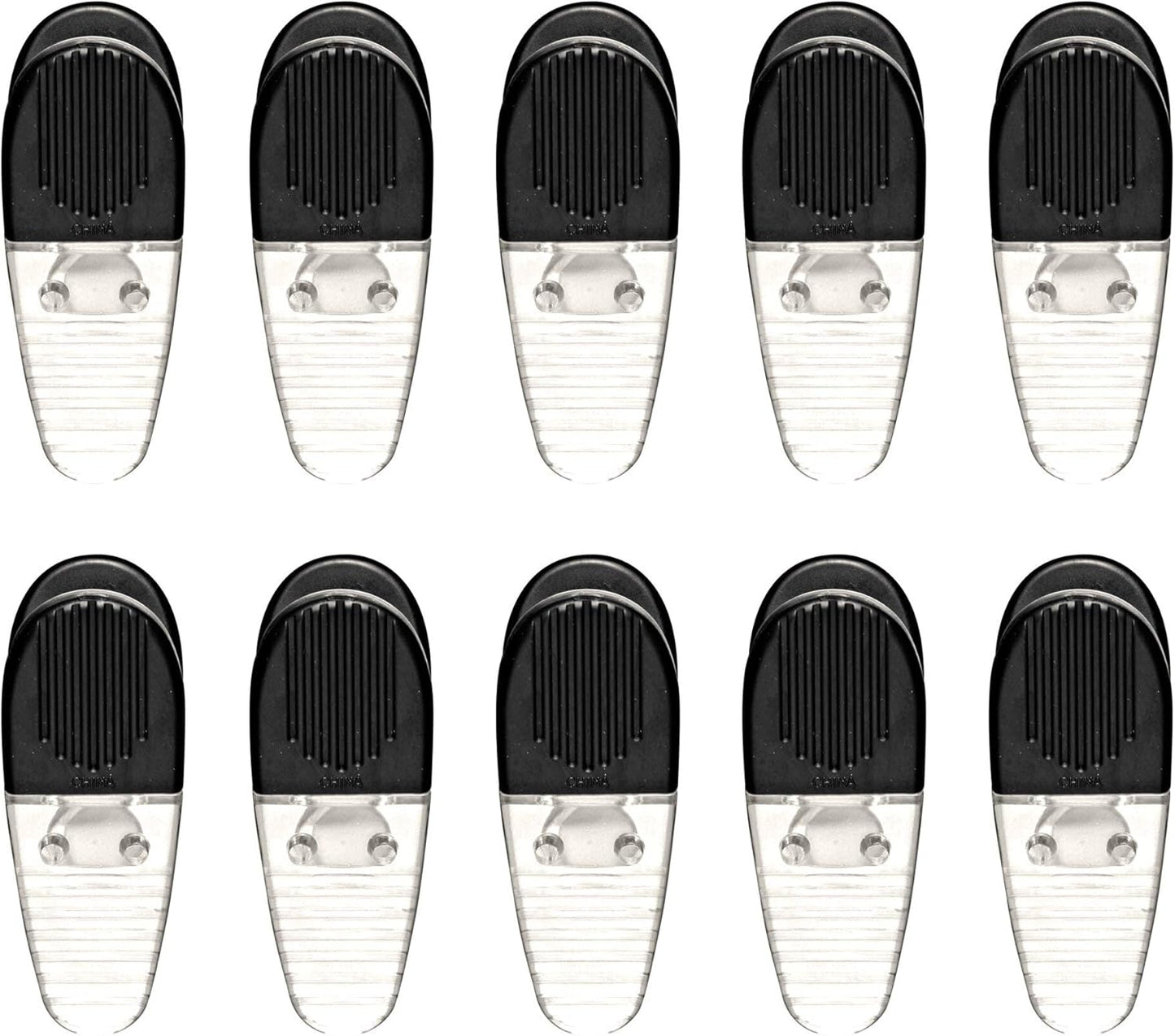 10 Magnetic Memo Holders Set - Large Clip, Plastic - Clear