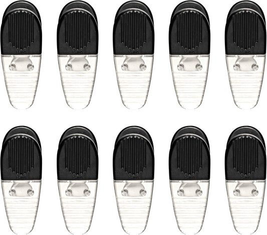 10 Magnetic Memo Holders Set - Large Clip, Plastic - Clear