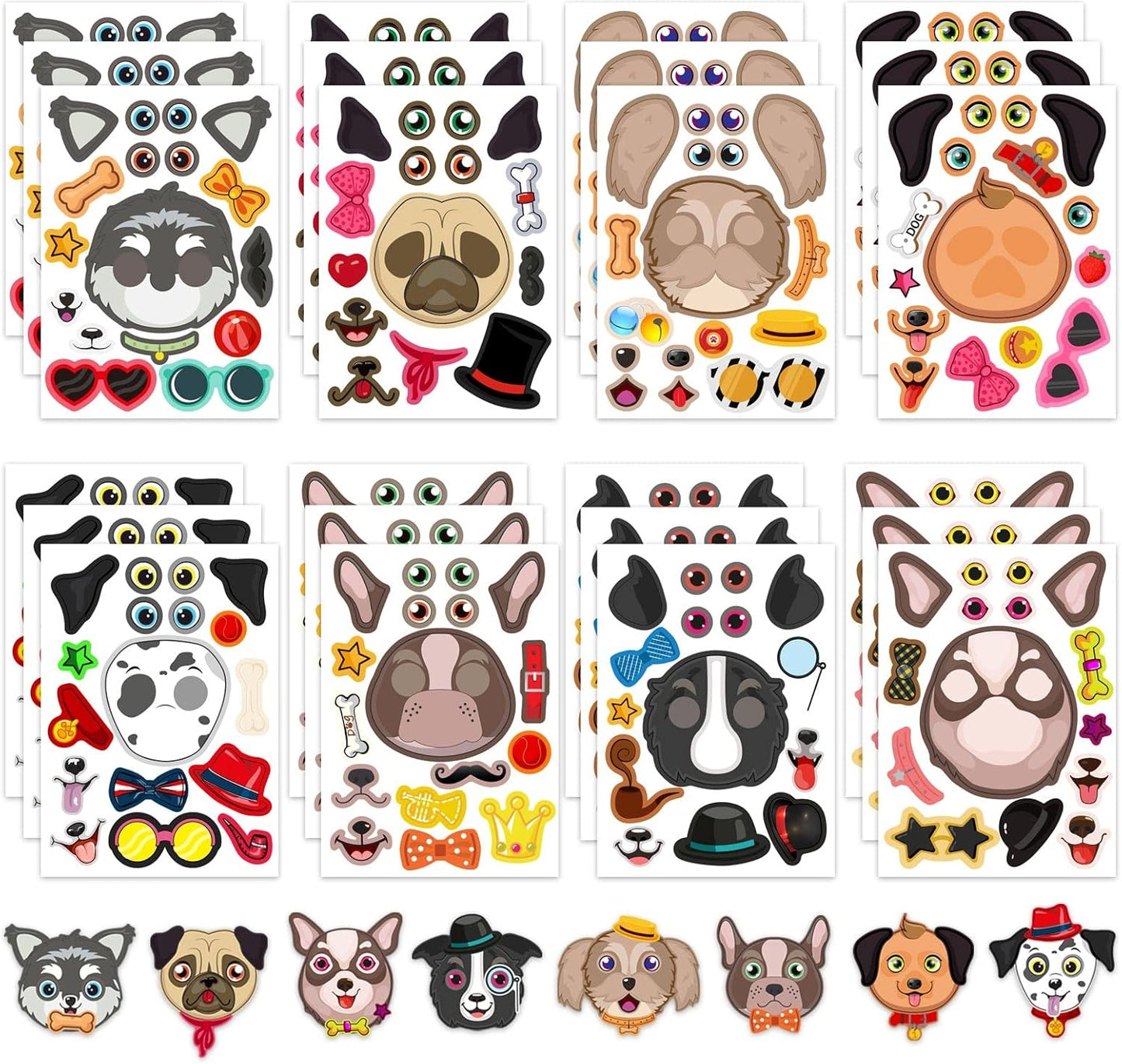 24 Sheets Dogs Make a Face Stickers Make You Own Dogs Stickers Animal Sticker for Kids, Birthday Gift Party Favors Supplies Teacher Art Craft, Games School Activity Reward