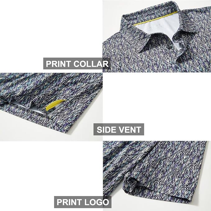 Golf Shirts for Men Dry Fit Short Sleeve Print Performance Moisture Wicking - Image 4