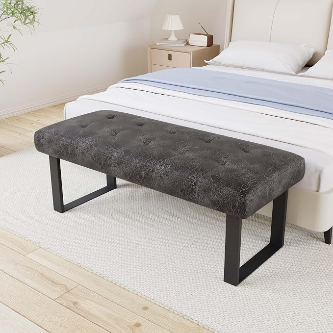 JIEXI 45.3'' Upholstered Quality Cloth Fabrics Bench - Image 4