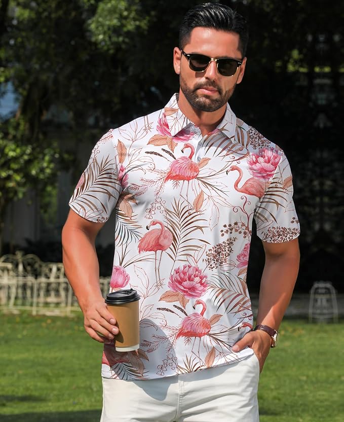 zeetoo Men's Polo Shirts Hawaiian Golf Polos Shirts Short Sleeve Performance - Image 7