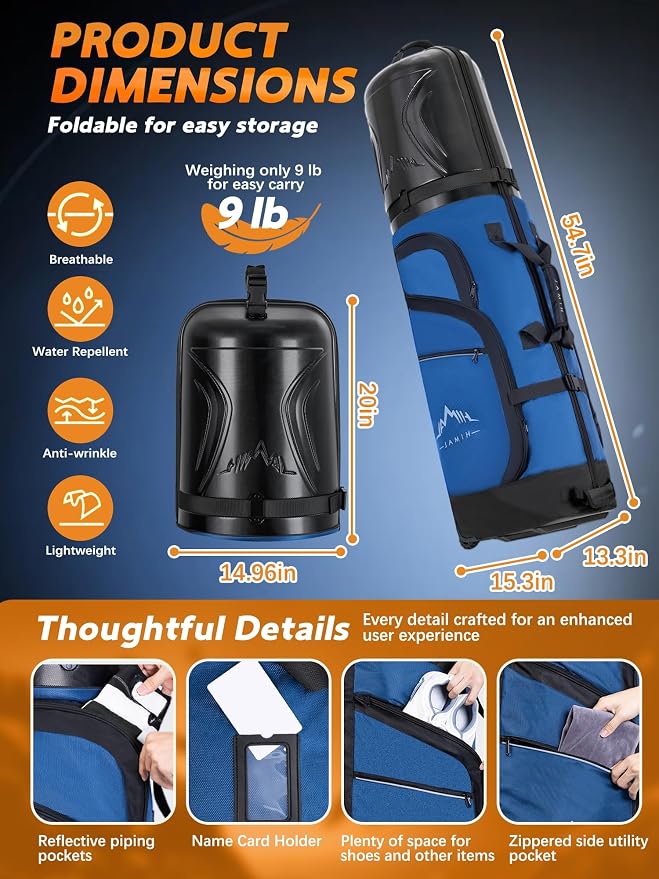 Golf Travel Bag with PC Hard Case Top, 1680D Heavy Duty Oxford Fabric Golf - Image 4