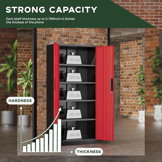 Greenvelly Metal Garage Storage Cabinet, Tall Cabinets - Image 6