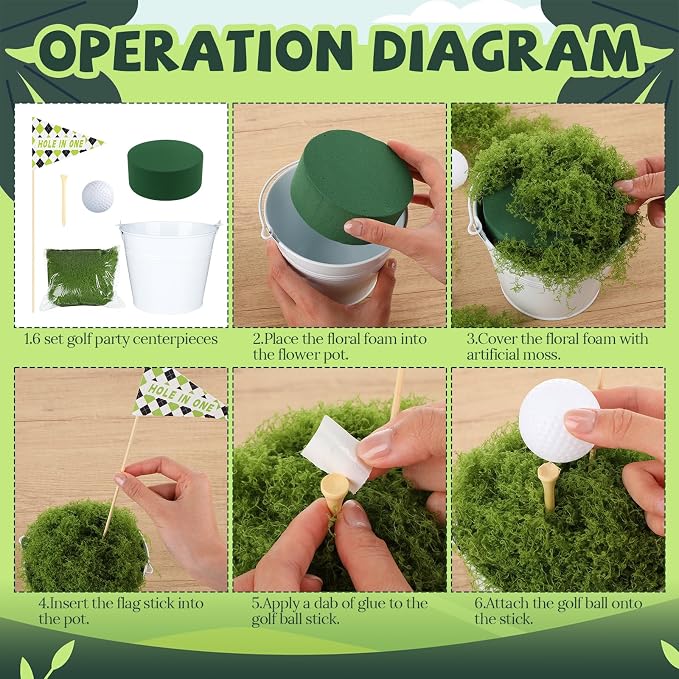 6 Set Golf Party Table Decorations Kit Party Supplies Includes Mini Golf Iron - Image 4
