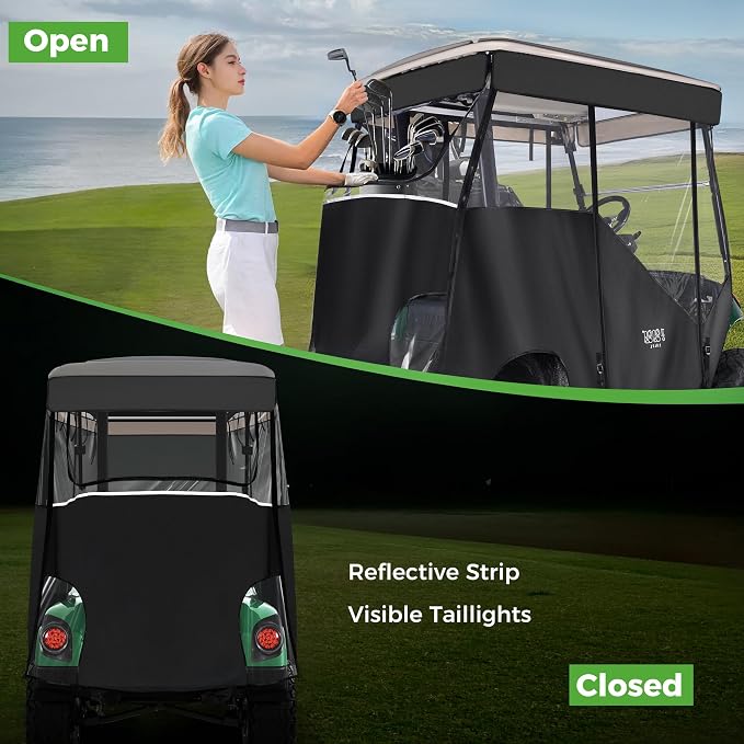 10L0L 3-Sided Track Style Golf Cart Enclosure fit 2 Passenger Yamaha G29 Drive - Image 6