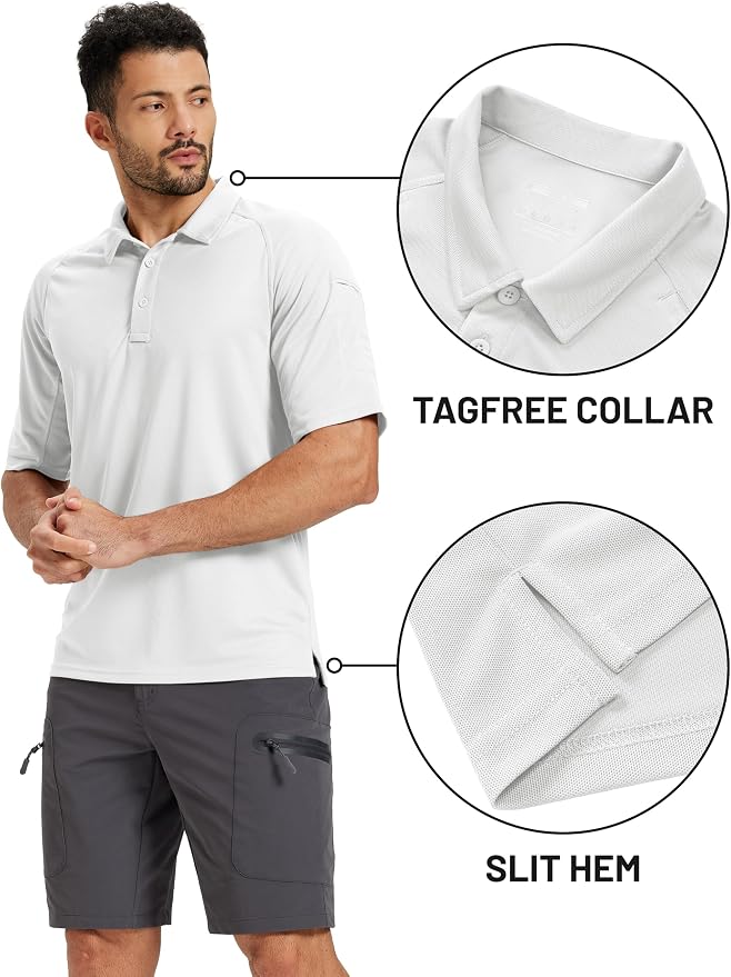 TACVASEN Men's Polo Shirts Short Sleeve Golf Polos Dry Fit UPF 50+ Performance - Image 3