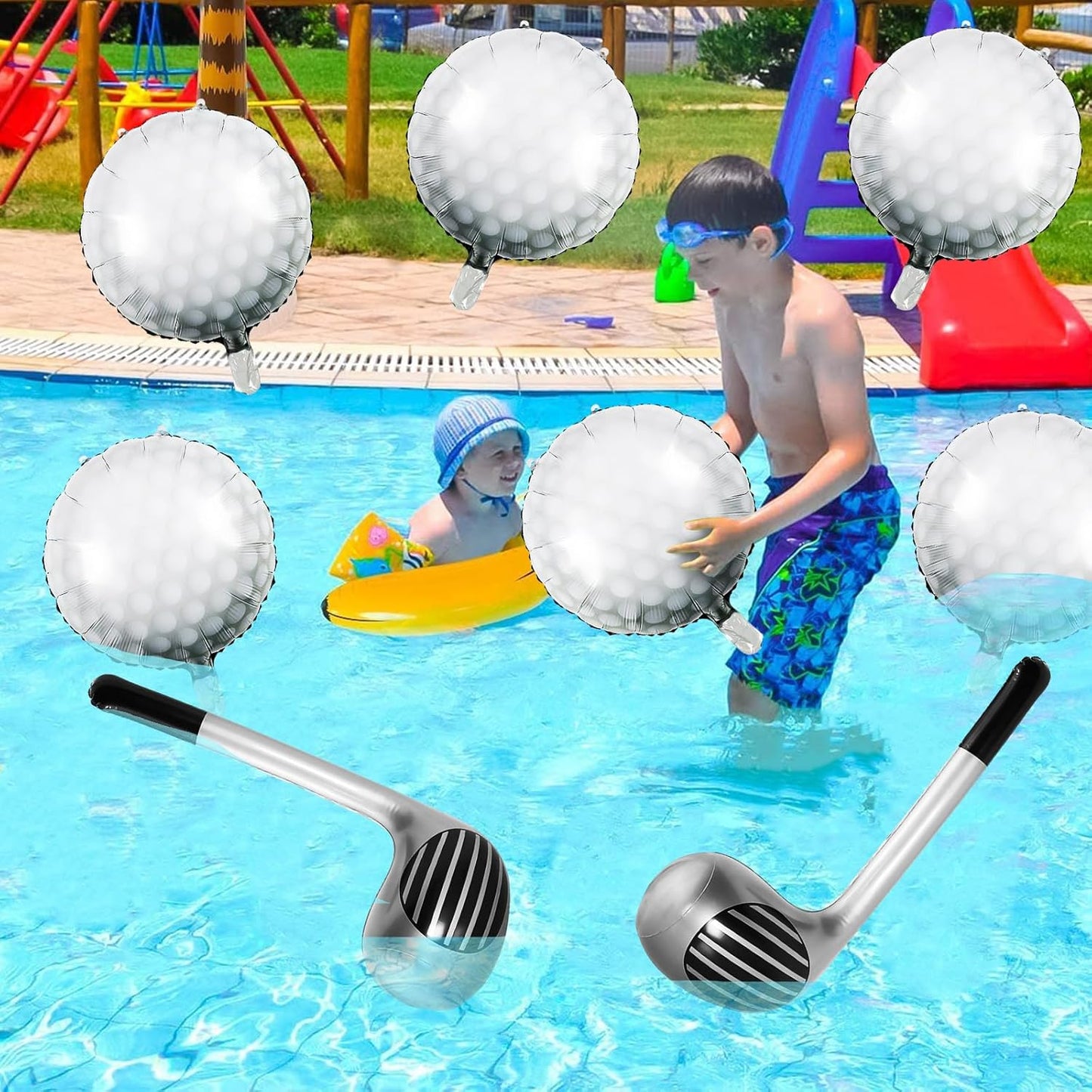 Haoguo 14Pcs Golf Balloons Inflatable Golf Club Golf Birthday Party Decorations 12 Pcs Golf Ball Balloons 2 Pcs Golf Club Balloons for Golf Theme Party Sports Party Supplies