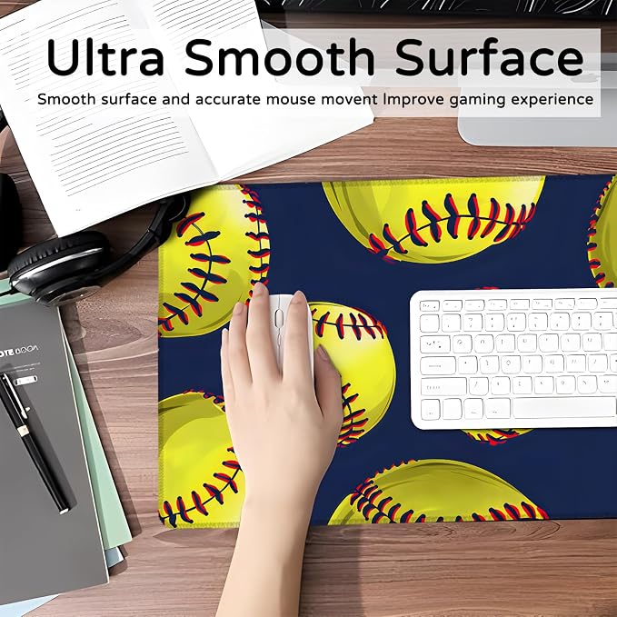 Softball Large Gaming Mouse Pad, 31.5x11.8x0.12in Extended Non-Slip Rubber - Image 3