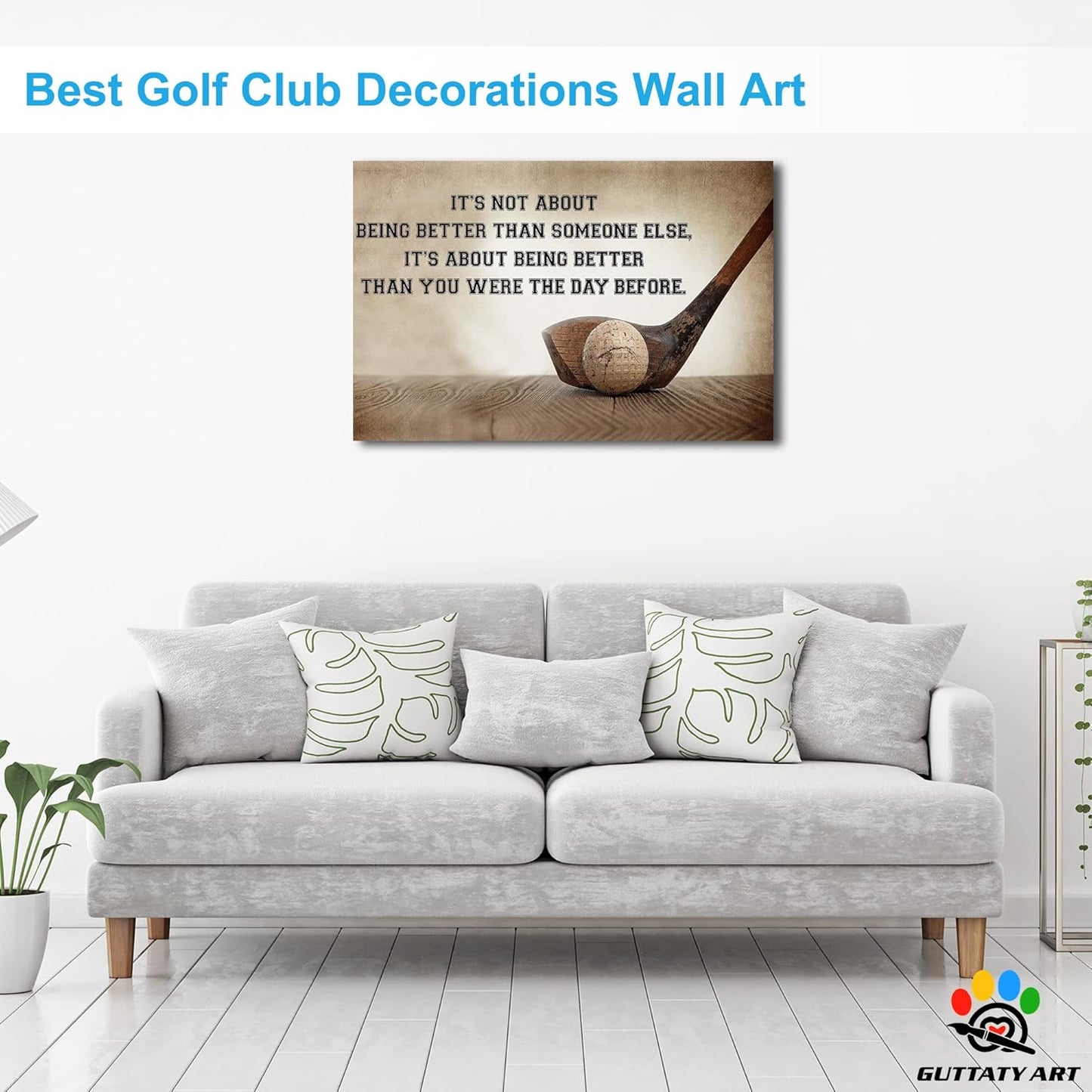 GUTTATY Golf Wall Art, Inspirational Quote Vintage Golf Pictures Posters Canvas Print Wall Decor for Golfer's Man Cave Home Ofice Ready to Hang (24x36 Inches)