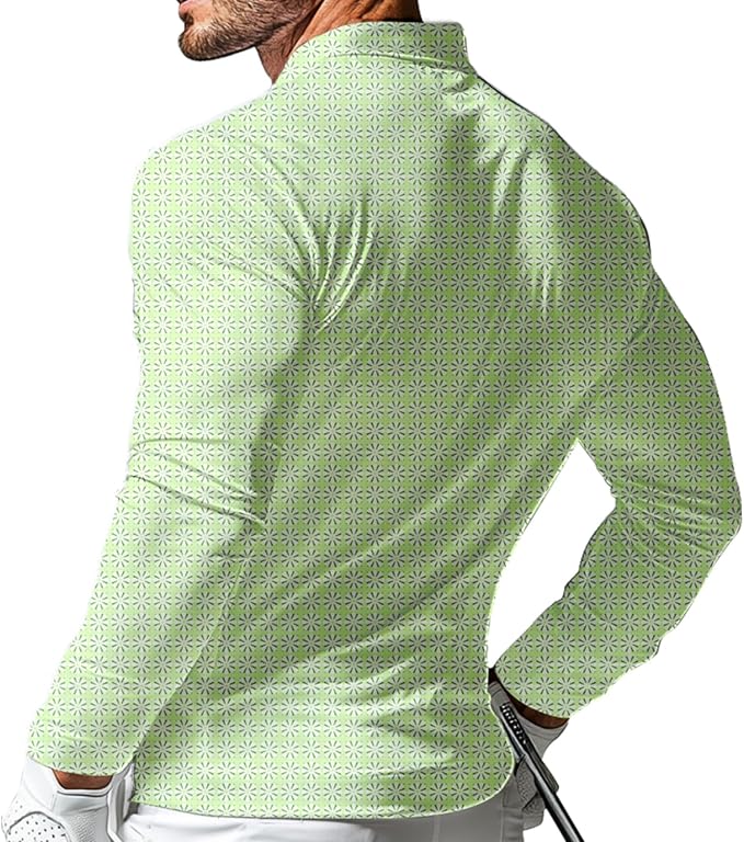 Men's Long Sleeve Golf Shirt Quick Dry 3 Button Work Fishing Outdoor Casual - Image 2
