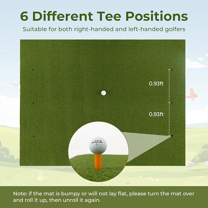 Goplus Golf Mat, 5x3ft/5x4ft Golf Hitting Mat 20/25/27/32mm Thick w/2 Alignment - Image 5