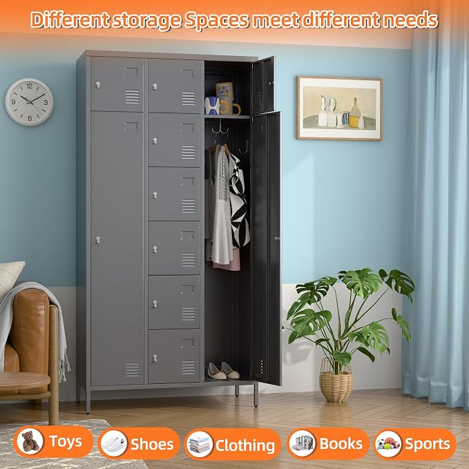 METAN Metal Locker for School Office Gym Bedroom, 10 Doors Steel Storage Locker - Image 5