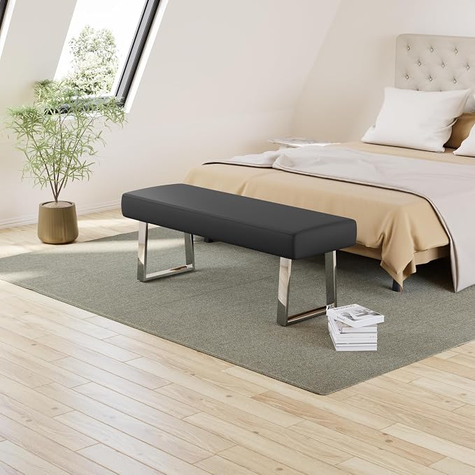 JIEXI Bedroom Bench Bed end upholstered Bench Indoor Corner Small Footstool - Image 6