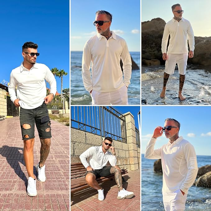 Deyeek Men's Polo Shirts Long Sleeve Golf Polo Shirts - Image 2
