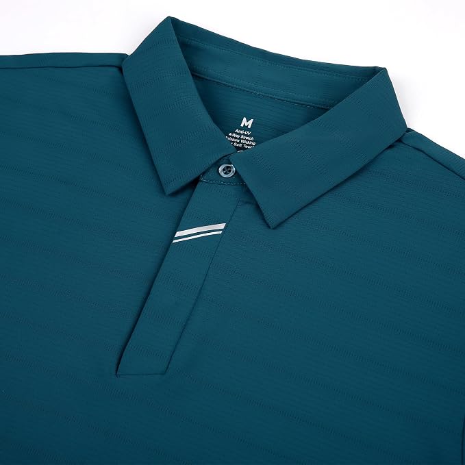 Esabel.C Jacquard Golf Shirts for Men Moisture Wicking Short Sleeve Performance - Image 2