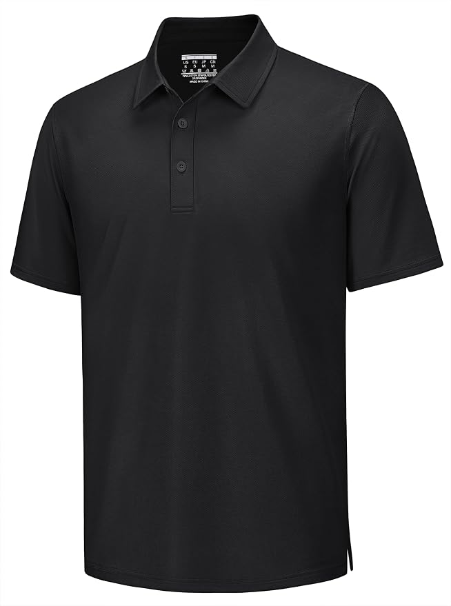 TACVASEN Mens Polo Shirts Short Sleeve Pique 3 Buttons Golf Polo Cooling by TACVASEN