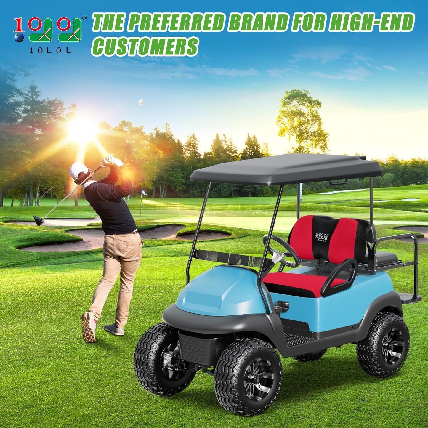 10L0L Golf Cart Seat Covers Universal for Yamaha Club Car Precedent Standard Front Seats, Breathable Mesh Bench Seat Cover, No Drilling Seat Cushion, All-Season Comfort Cool in Summer & Warm in Winter