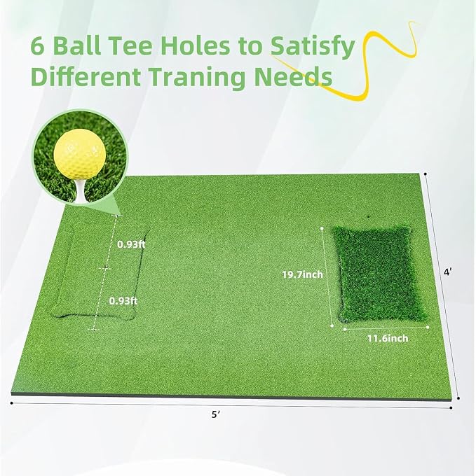 Golf Hitting Mat Indoor Outdoor, 5 * 4ft Thickened Golf Practice Mat - Image 5