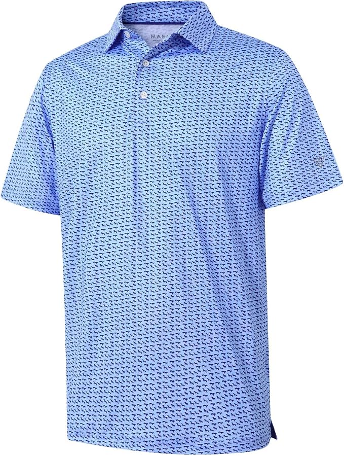 Golf Shirts for Men Dry Fit Short Sleeve Print Performance Moisture Wicking by MAELREG