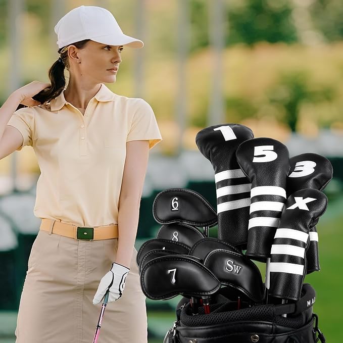 Premium Leather Golf Club Covers -Double-Sided Embroidered Golf Iron Covers - Image 8