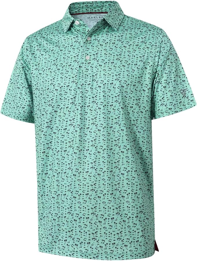Golf Shirts for Men Dry Fit Short Sleeve Print Performance Moisture Wicking by MAELREG