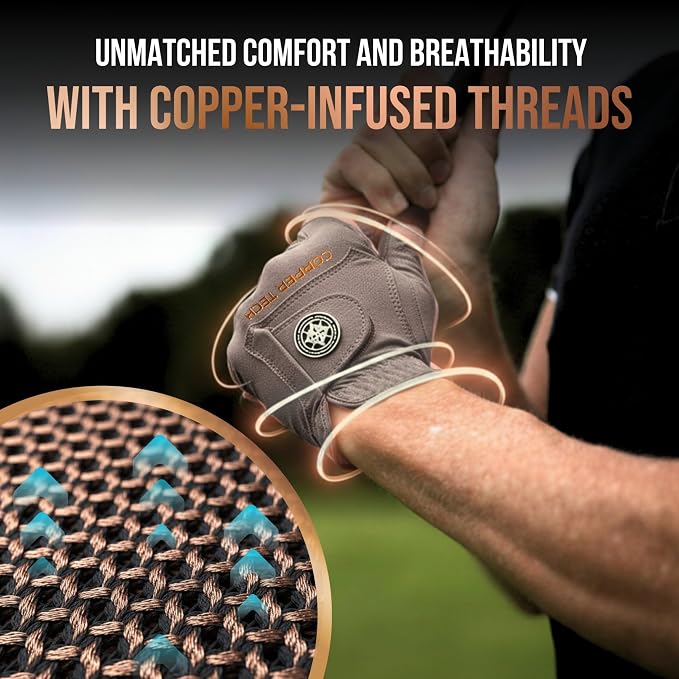 Copper Tech Golf Gloves Men Right Handed Golfer or Left Handed Golfer | Copper - Image 4
