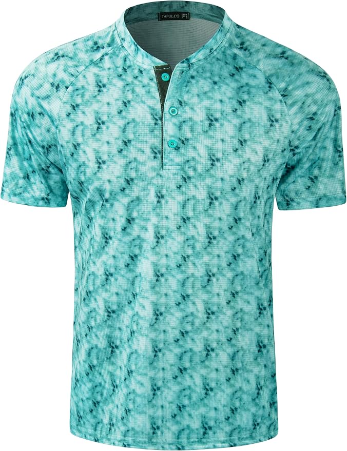 TAPULCO Mens Collarless Golf Shirts Short Sleeve Dry Fit Stretch Casual by TAPULCO