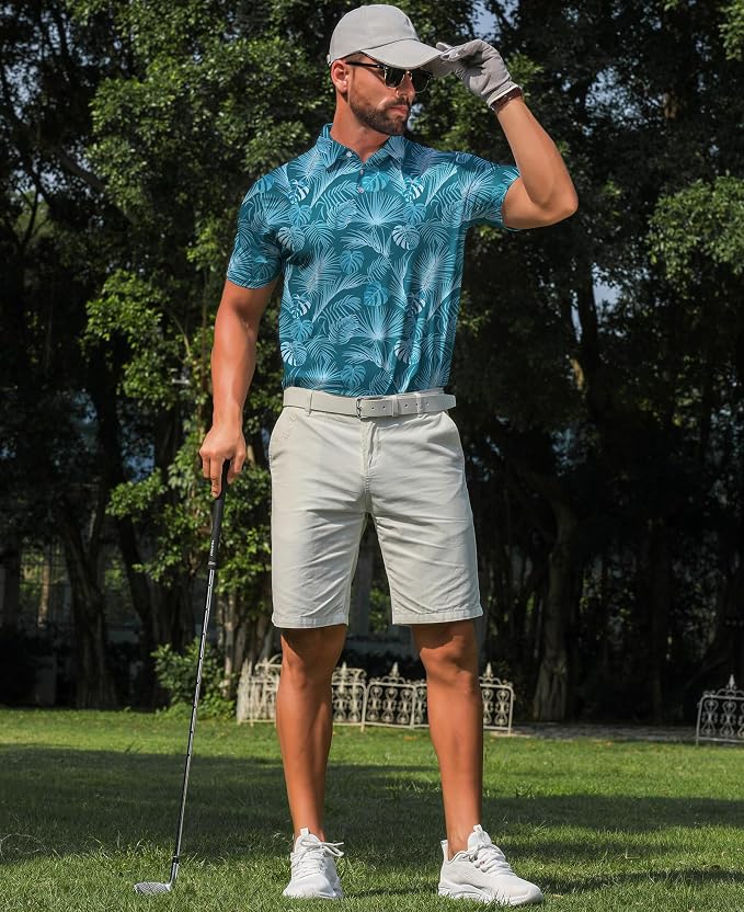 zeetoo Men's Polo Shirts Hawaiian Golf Polos Shirts Short Sleeve Performance - Image 7