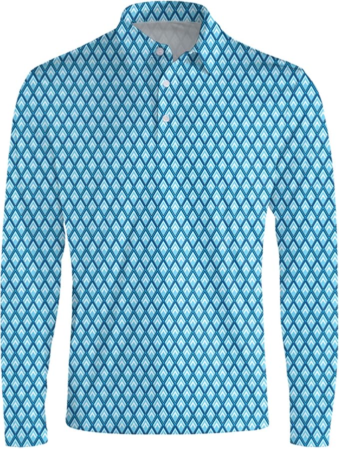 Men's Long Sleeve Golf Shirt Quick Dry 3 Button Work Fishing Outdoor Casual - Image 3