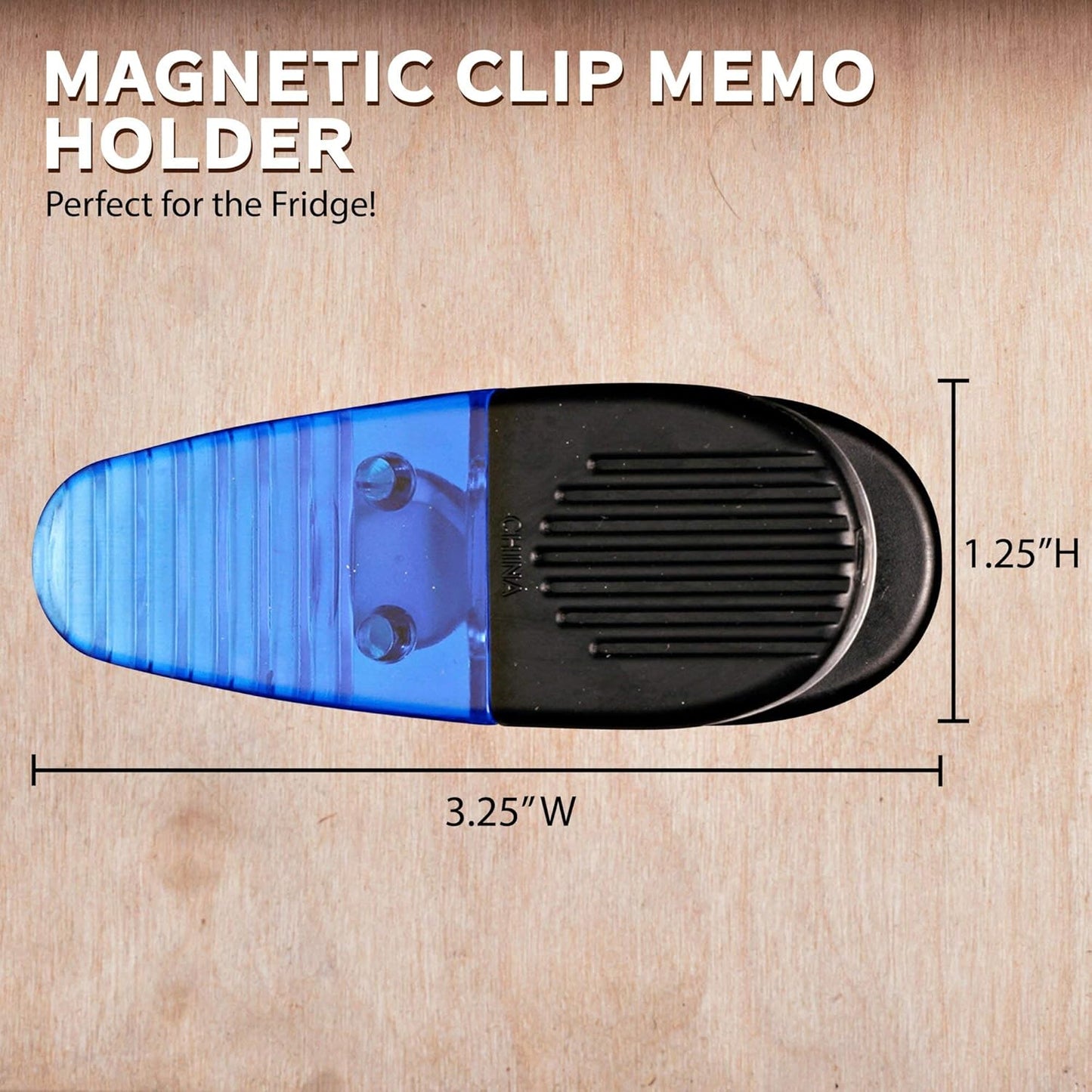 10 Magnetic Memo Holders Set - Large Clip, Plastic - TBlue