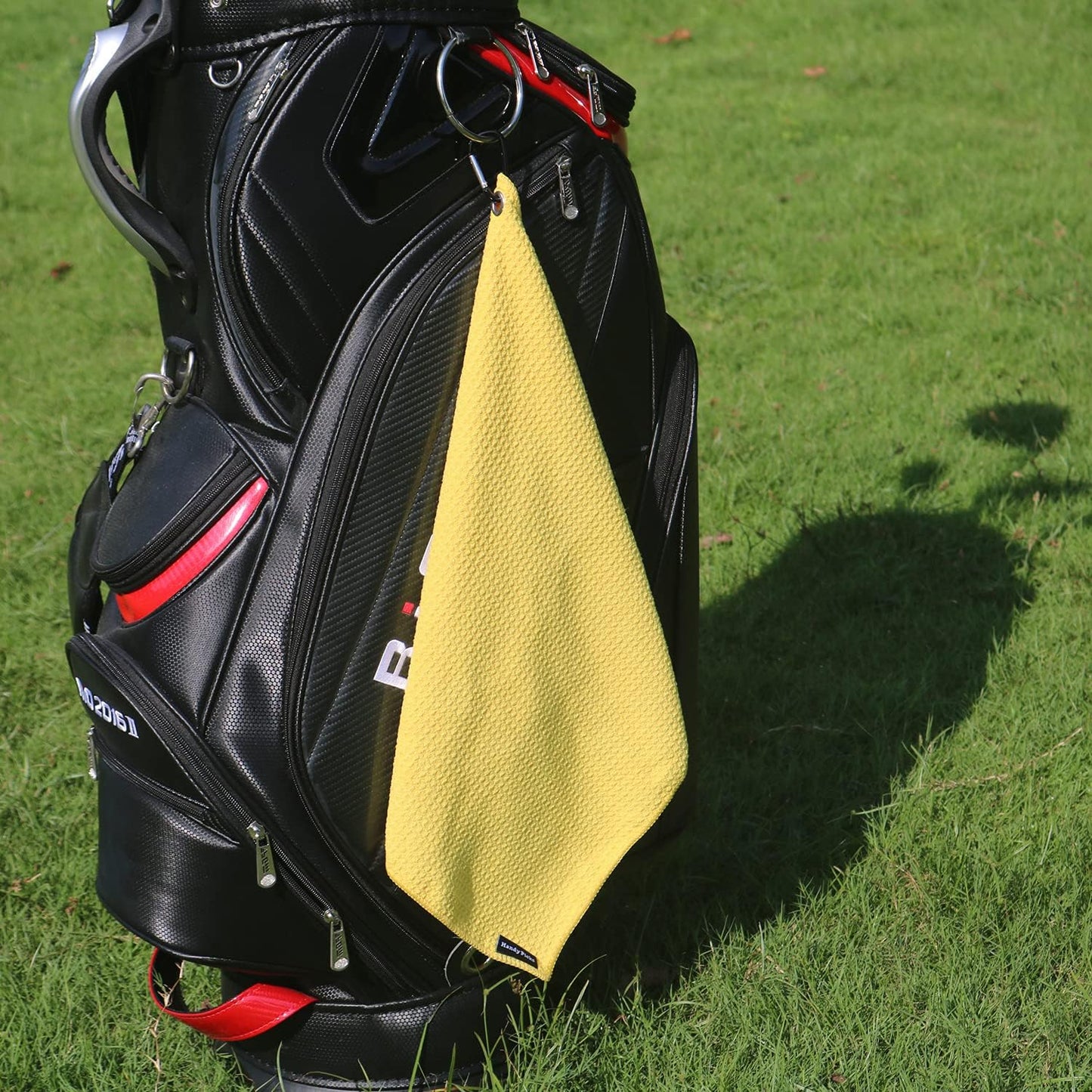 Handy Picks Microfiber Golf Towel (16" X 16") with Carabiner Clip, Waffle Pattern Golf Towel Hook and Loop Fastener - The Convenient Golf Cleaning Towel