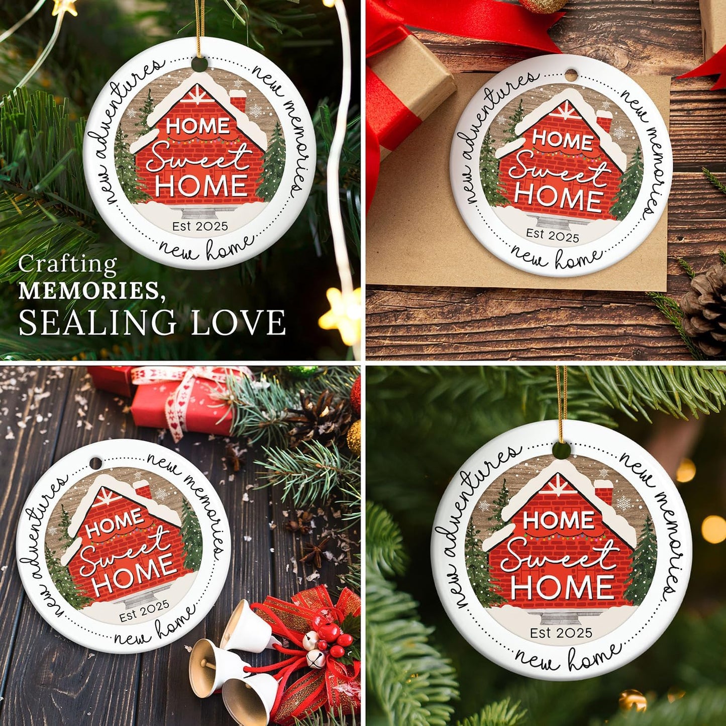 HEXMOZ New Home Ornament 2025 - Best Housewarming Gifts 2025 - New Home Gift Ideas - House Warming Gifts - First House Gift for Owners, Couples, Men, Women - Our First Christmas Ceramic Keepsake