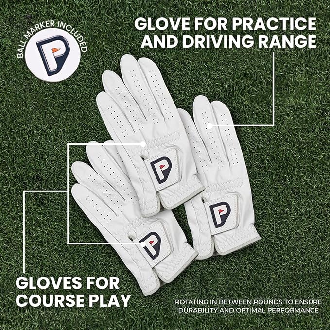 PUR3 Cabretta Leather Golf Gloves Men | Multi-Pack | Real Genuine Ultra Soft - Image 2