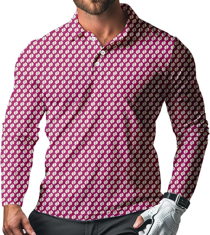 Men's Long Sleeve Golf Shirt Quick Dry 3 Button Work Fishing Outdoor Casual by SQPO