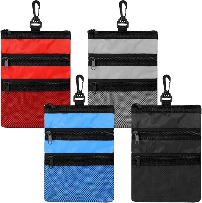 4 Pcs Golf Tee Holder 3 Zippered Golf Pouch Bag by Cosblank