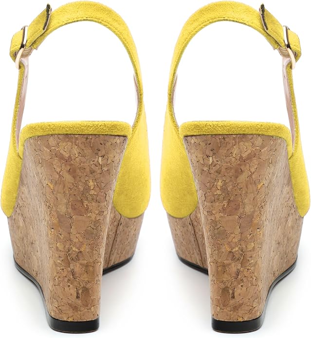 Womens Wedge Platform Sandals Peep Open Toe Slingback Buckle High Heel Dress - Image 4