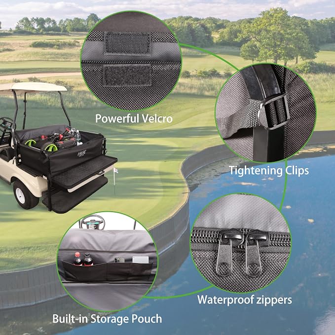 10L0L 4-Passenger Golf Cart Storage Bag, 800D PVC Dustproof Rear Bench Bag - Image 4