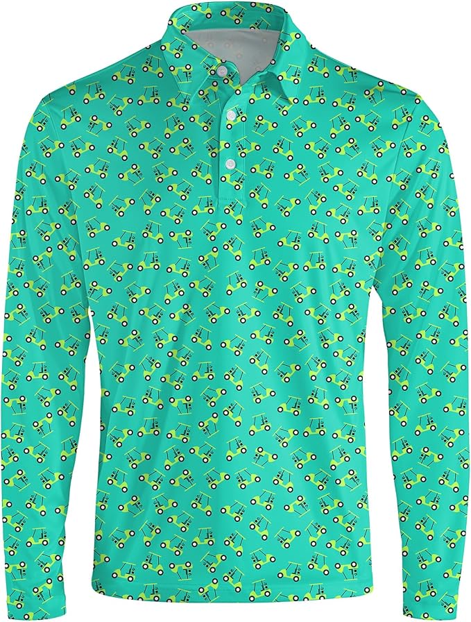 Men's Long Sleeve Golf Shirt Quick Dry 3 Button Work Fishing Outdoor Casual - Image 3