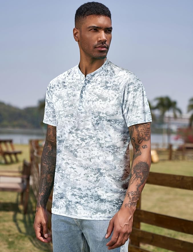 TAPULCO Mens Collarless Golf Shirts Short Sleeve Dry Fit Stretch Casual - Image 3