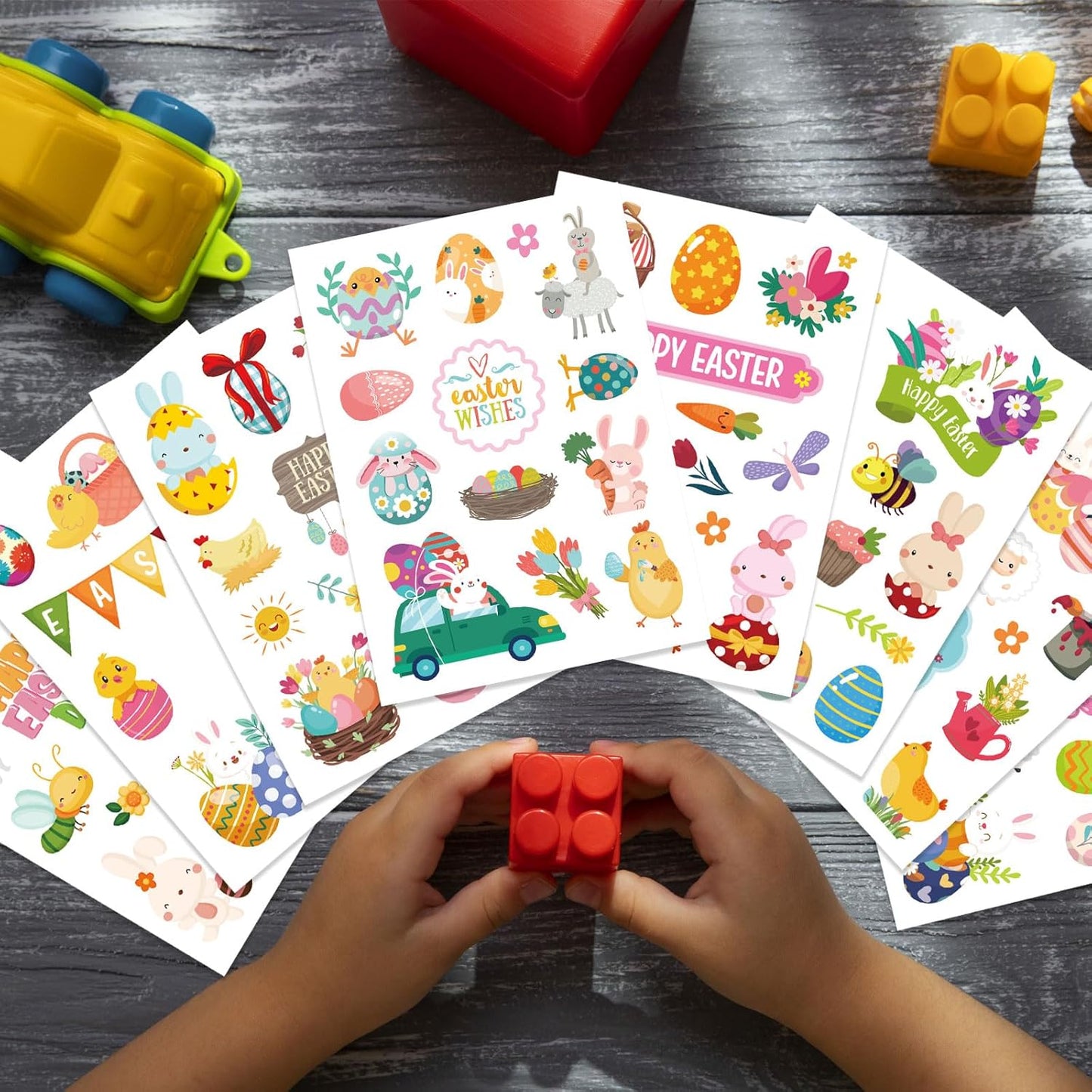 24 Sheets Easter Stickers, Spring Stickers for Kids, Easter Egg Bunny Stickers Decorating Party Favors, Treats for Kids, Easter Basket Stuffers