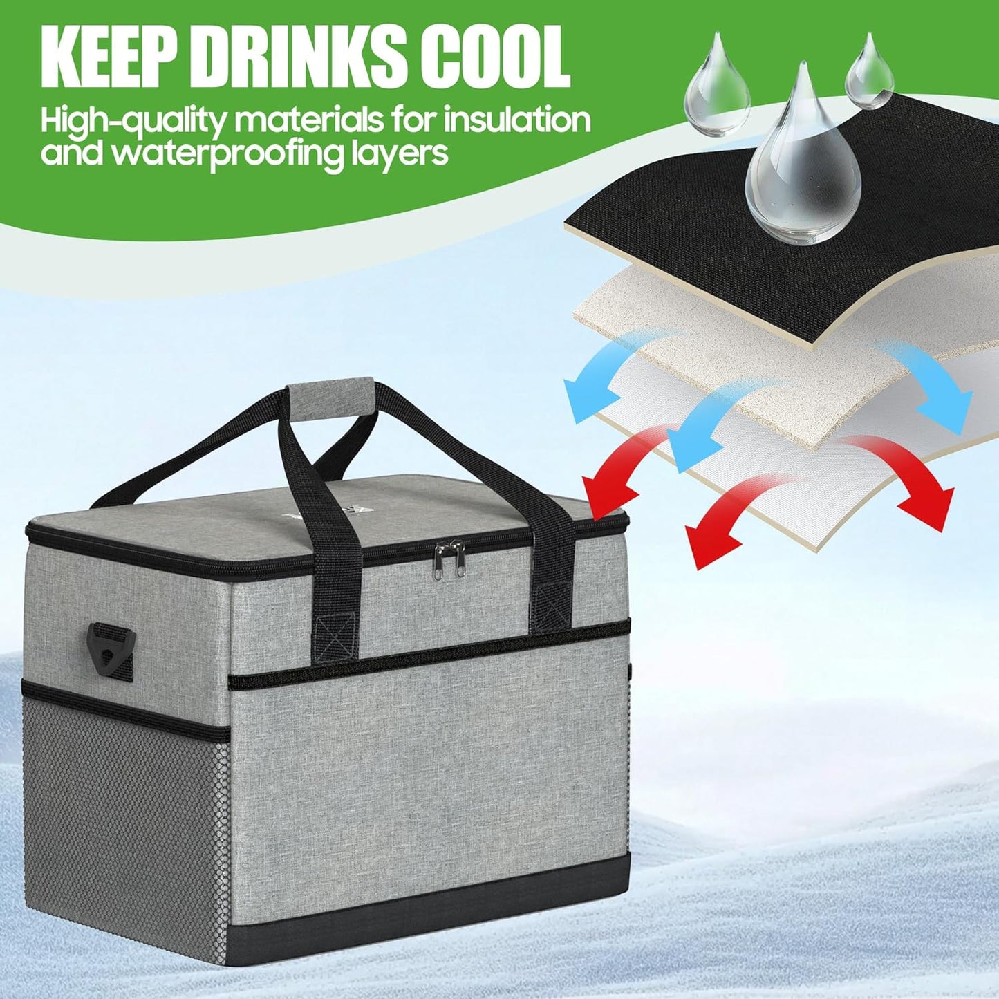 10L0L Golf Cart Ice Bag, 27L Large Capacity Waterproof Oxford Cooler with Multi-Pocket Design, 6-Hour Insulation, Easy Access & Lightweight for Yamaha EZGO Club Car Golf Cart Accessories (Black/Gray)