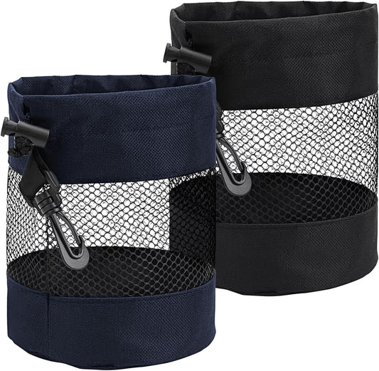 2pcs Golf Ball Bag Pouch, Multifunctional Golf Ball Bag, Nylon Mesh Golfs Balls Bags, Suitable for Table Tennis Balls, Children's Toy Storage, and Diving, Black,Navy Blue