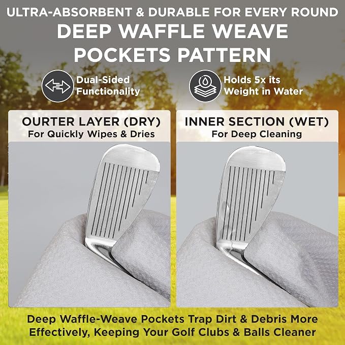 Magnetic Golf Towel Microfiber Golf Towel | Ultra Absorbant Waffle Pattern | - Image 8
