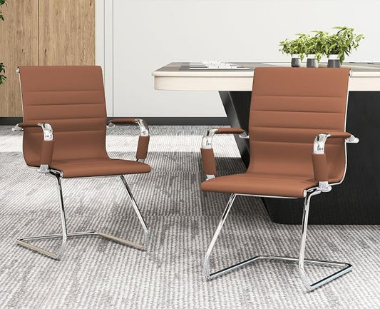 CIMOTA Waiting Room Chairs Leather Office Guest Chair Mid Back Reception Chairs by CIMOTA