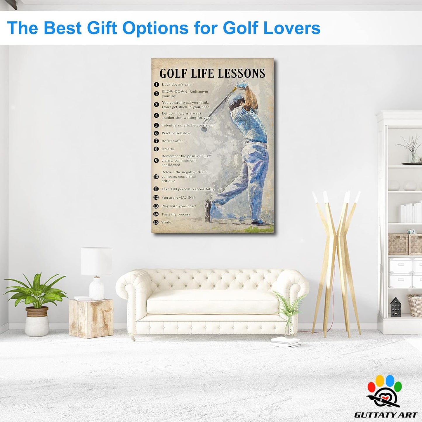 GUTTATY Golf Wall Art, Vintage Golf Pictures Posters Canvas Print Wall Decor for Golfer's Man Cave Home Ofice Ready to Hang (28x40 Inches)