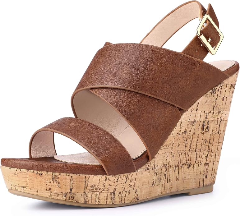 Perphy Open Toe Platform Wedge Sandals by Perphy