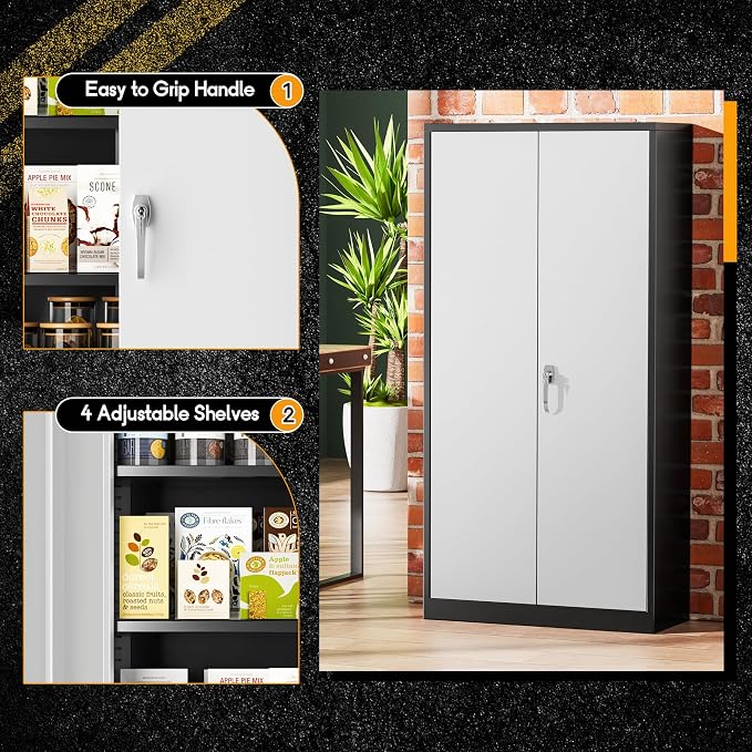 Greenvelly Metal Storage Cabinet, Steel Cabinets - Image 6